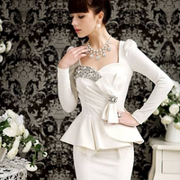 Diamond Bow Ruffles Pleated Dress - Thumbnail 1