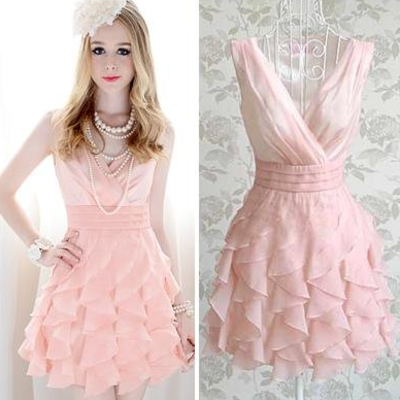 Pink ruffles pleated dress - Thumbnail 3