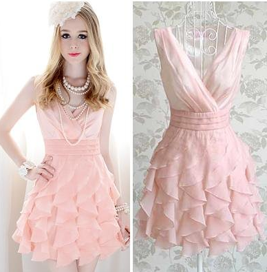 Pink Ruffles Pleated Dress