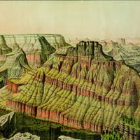 The Grand Canyon of the Colorado River, Arizona in 1873 - Bird's Eye View, Panorama, Vintage, Reproduction, Giclée, Fine Art, Wall Art - Thumbnail 3