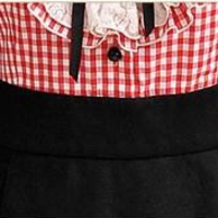 Red Plaid Lace Mini Dress - Thumbnail 3