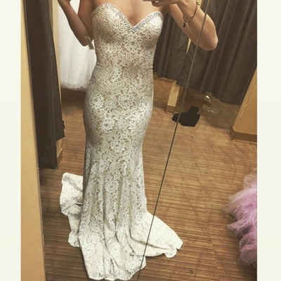 White lace prom dresses, mermaid prom dress, chiffon prom dress, long prom dress, prom dress 2015, cheap prom dress, 15032310