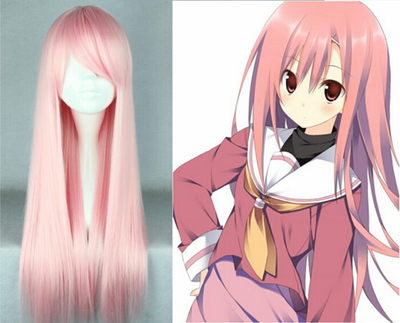 Light Pink Long Straight Wig Pastel Pink Wig Anime Synthetic Hair Costume Cosplay Wigs