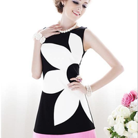 Flower Print Knee Length Dress - Thumbnail 1