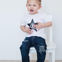 The Star Personalized Alphabet T-shirt Black & White New Custom - Thumbnail 3