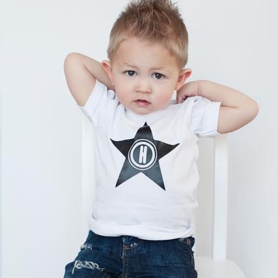The star personalized alphabet t-shirt black & white new custom