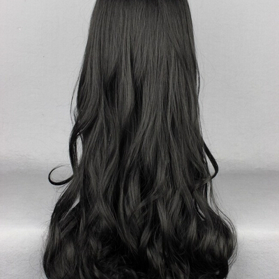 Black long curly wig rwby costume blake wig anime cosplay wig for party synthetic hair straight cross bangs wigs