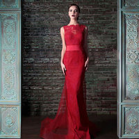 lace prom dress, long prom dress, red prom dress, mermaid pom dress, evening prom dress, free custom prom dress, BD143701 - Thumbnail 1