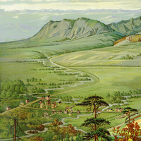 Pike's Peak, Colorado Panorama from 1890 - Bird's Eye View, Aerial Map, Vintage map, Antique map, Reproduction, Giclée, Fine Art, Wall Art - Thumbnail 1