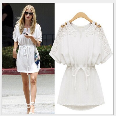 Womens crochet tunic white