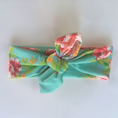 Light blue floral tie knot headwrap