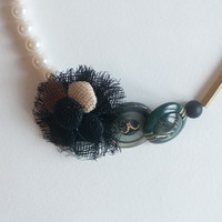 Net Flower Vintage Button Necklace NL0869 - Thumbnail 2