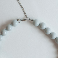 Flower Gray Resin Beaded Wedding Necklace NL0868 - Thumbnail 3