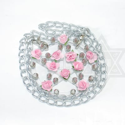 Thorny pentagram inverted cross necklace (clear)