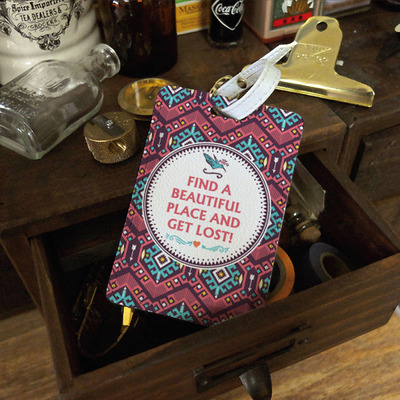 Tribal pattern luggage tag, bag tag, travel tag, suitcase tag, id tag, custom quote (n-015)