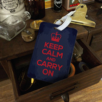 Keep Calm and Carry On Luggage Tag, Bag Tag, Travel Tag, Suitcase Tag, Id tag, custom quote, custom color (N-026) - Thumbnail 1