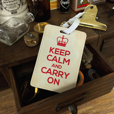 Keep calm and carry on luggage tag, bag tag, travel tag, suitcase tag, id tag, custom quote, custom color (n-026) - Thumbnail 1