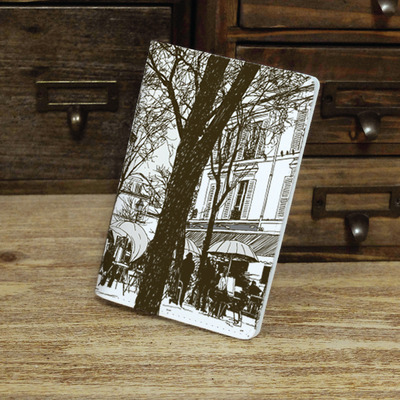 Montmartre in paris passport holder case travel wallet pu leather cover (n-008)