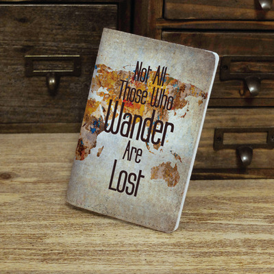 Not all those who wander are lost passport holder case travel wallet pu leather cover, custom quote (n-009)