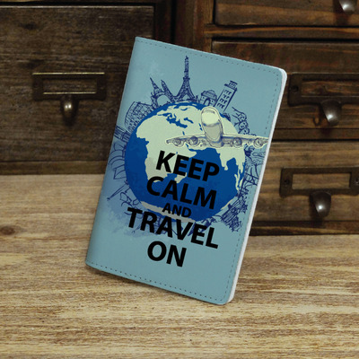 Keep Calm and Travel On Passport Holder Case Travel Wallet PU Leather Cover, custom quote (S-001)