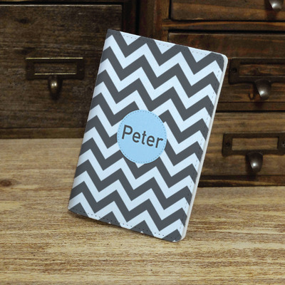 Personalised chevron zigzag PU Leather Passport Holder Case Wallet Travel Cover, custom name monogram, charcoal and many colors