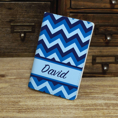 Personalised chevron zigzag pu leather passport holder case wallet travel cover, custom name monogram, colorful blue and many colors