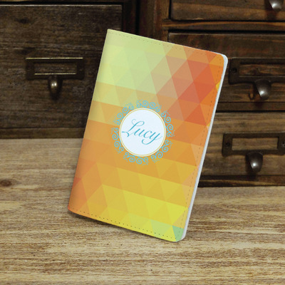 Colorful triangles custom personalised monogrammed pu leather passport holder case wallet cover (n-005)