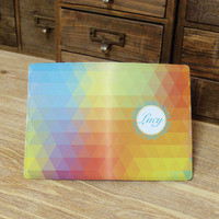 Colorful Triangles Custom Personalised Monogrammed PU Leather Passport Holder Case Wallet Cover (N-005) - Thumbnail 1