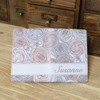 Rose Flower Custom Personalised Monogrammed PU Leather Passport Holder Case Wallet Cover (N-007) - Thumbnail 1