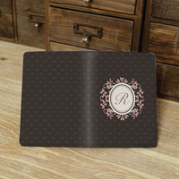 Vintage Style Wreath Custom Personalised Monogrammed PU Leather Passport Holder Case Wallet Cover (N-028) - Thumbnail 1