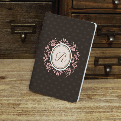 Vintage style wreath custom personalised monogrammed pu leather passport holder case wallet cover (n-028)