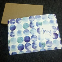 Blue Circle Pattern Custom Personalised Monogrammed PU Leather Passport Holder Case Wallet Cover (S-002) - Thumbnail 1