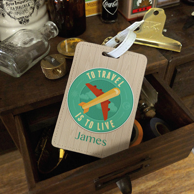 To Travel Is To Live Personalised PU Leather Luggage Tag, Travel Tag, Bag Tag, custom name monogram initial (N-016)