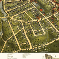 Danbury, Connecticut in 1875 - Bird's Eye View, Map, Aerial, Panorama, Vintage, Antique, Reproduction, Giclée, Fine Art, Wall Art, History - Thumbnail 2