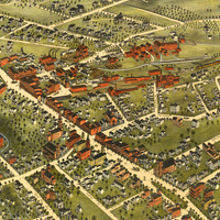 Danbury, Connecticut in 1875 - Bird's Eye View, Map, Aerial, Panorama, Vintage, Antique, Reproduction, Giclée, Fine Art, Wall Art, History - Thumbnail 4