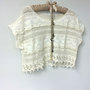 Delicate Lace and Mesh Crochet, Sheer White Crop Top, See Through T Shirt, Cover Up Sweater, with Romantic Tiered Layers-2