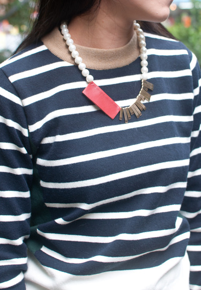 Red Leather Gold Metal Glass Pearl Statement Necklace, Bridal Pearl Statement Necklace, Faux Fashion Pearl Necklace, NL0780