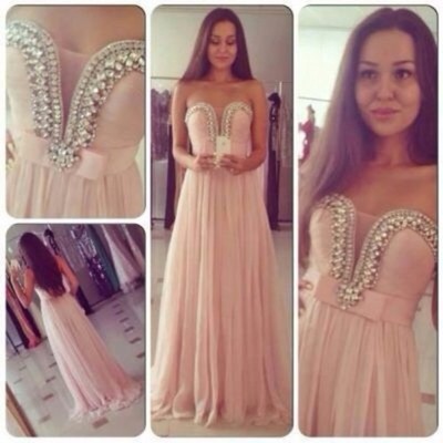 Charming prom dress,chiffon prom dress,a-line prom dress,strapless prom dress,crystal prom dress,15032703