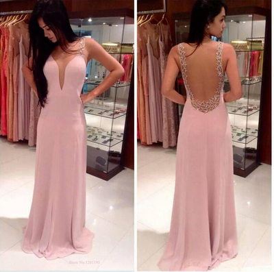 long prom dress, pink prom dress, sexy prom dress, backless pom dress, new prom dress, free custom prom dress, BD14381