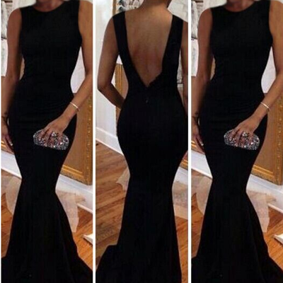 Long prom dress, black prom dress, long evening dress, mermaid pom dress, 2017 prom dress, formal prom dress, bd14386