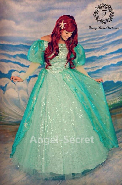 P142 Ariel sequins teal sea star crystal