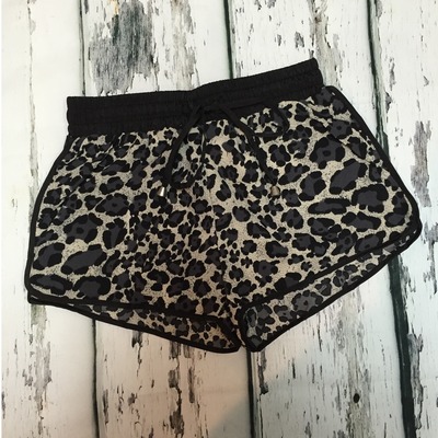 Grey & black leopard shorts
