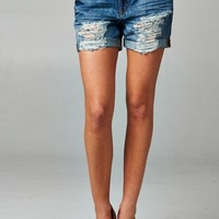 Distressed Jean Shorts - Thumbnail 2