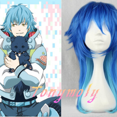 Dramatical murder dmmd seragaki aoba cosplay wigs blue ombre wig long straight synthetic hair anime costume wig - Thumbnail 4
