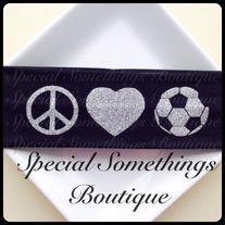 Peace, Love, Soccer Glitter Headband
