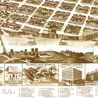 Columbus, Georgia in 1886 - Bird's Eye View, Aerial map, Panorama, Vintage, Antique map, Reproduction, Giclée, Fine Art, Wall Art, History - Thumbnail 4