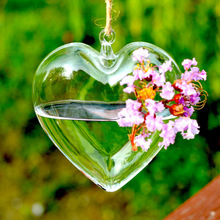 Heart glass vase home decoration hydroponic glass container