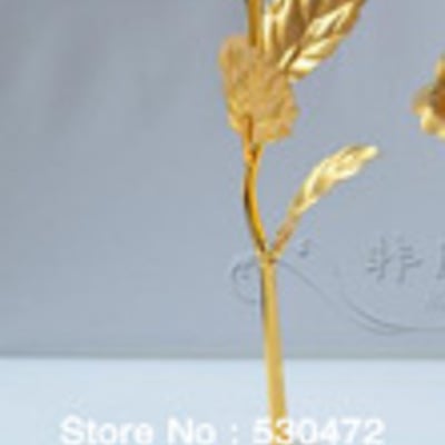 Valentine's gift ,24k gold rose lover's flower +love heart vase, 25cm length
