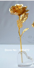 Valentine's gift ,24k gold rose lover's flower +love heart vase, 25cm length