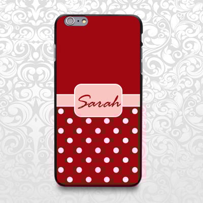 Red polka dots custom name case for iphone 7/6/6s/5/5s/5c, samsung s6/note5, sony, lg nexus, nokia lumia, htc one, moto x (bcbl-3) - Thumbnail 1